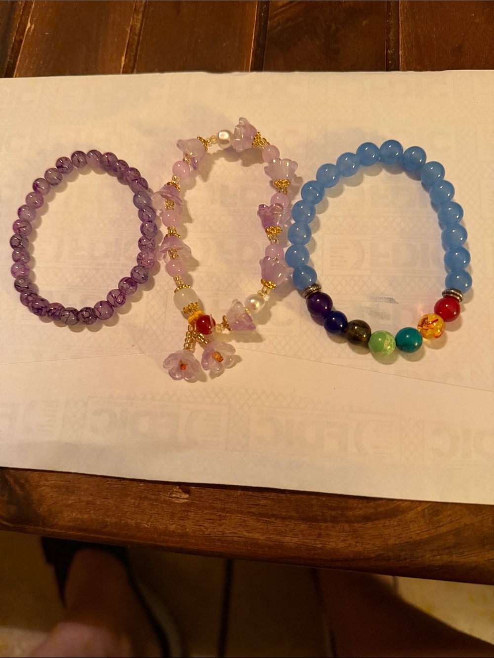 Elegant Multicolor Beaded Bracelets Set - Blue, Purple, Pink